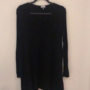 TOBI Black Cotton Long Sleeve T-Shirt Dress